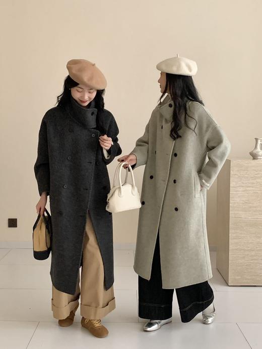 【YW】无忧购韩版复古温柔小个子百搭围脖立领双面绵羊毛大衣9808（截单后7天发货)25年清仓捡漏 商品图1