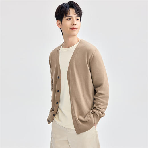 佐丹奴男装精梳纯棉毛织V领开胸针织衫13054668 商品图5