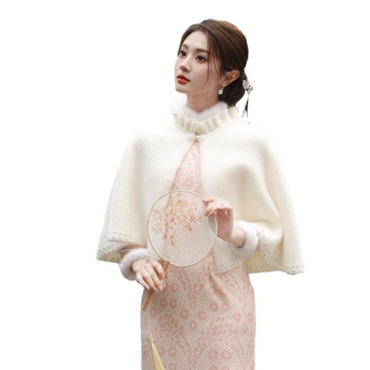 2024秋冬新款米色坎肩斗篷气质仿水貂亲肤年轻款百搭减龄披肩MLS121 商品图3