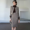 IWY /长袖粗花呢拼皮时尚正装小香风职业套装新款半裙通勤上班修身两件套CS2053 商品缩略图1