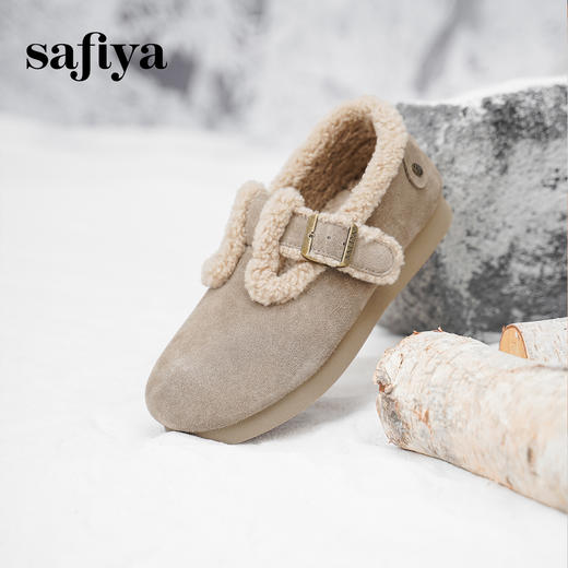 Safiya/索菲娅2024秋冬保暖加绒一脚蹬外穿平底羊羔毛毛勃肯鞋 SF44112035 商品图10
