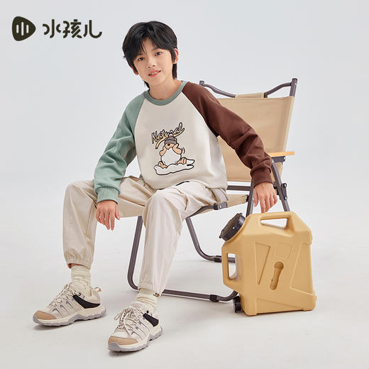 水孩儿童装春秋新款儿童拼色卫衣男童时尚套头上衣女童可爱圆领衫 商品图3