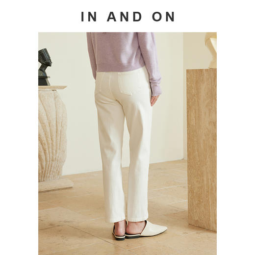 54486 IN AND ON 自由定理 脚口开衩直筒显瘦弹力牛仔裤 商品图4