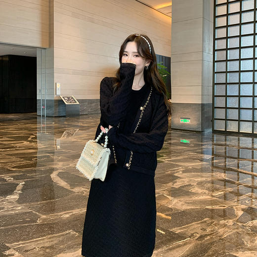 奢姿2024年秋季新款大码女装开衫背心裙针织套装胖妹妹气质两件套9843926700 商品图1