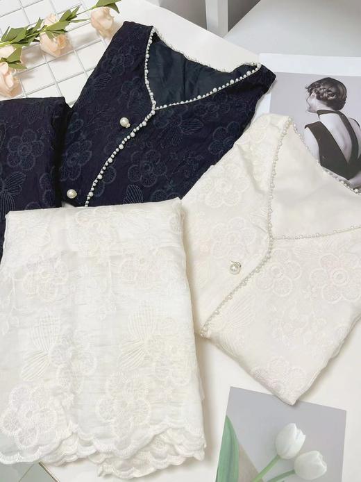 七夕福利-NO退（两件套）重工绣花蕾丝短袖➕半身裙套装-喜出 商品图7