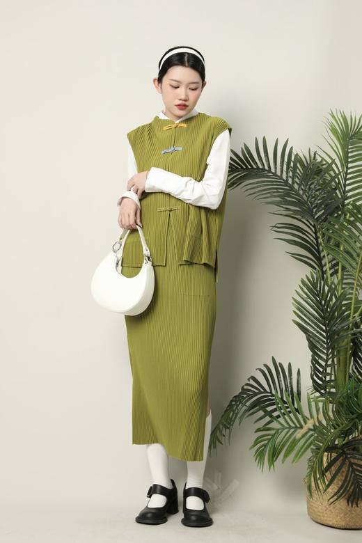 ANSUABEL 国风盘扣褶皱马甲半裙套装 17335 商品图0