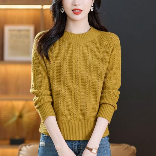 CC-101-689131小个子毛衣秋冬季新款圆领打底针织衫高腰短款厚款上衣 商品图0
