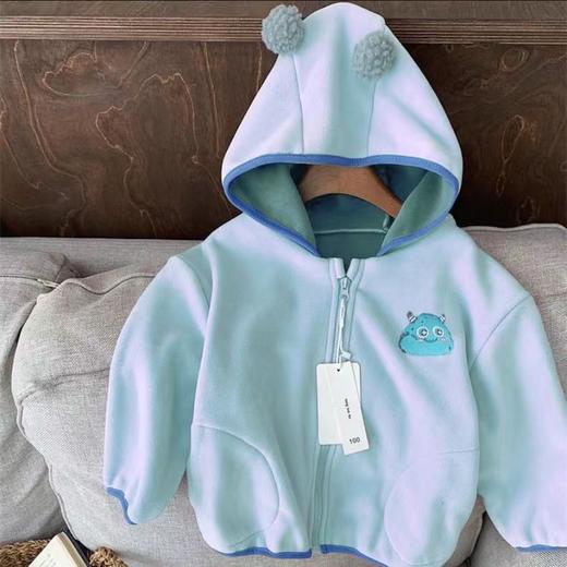 【可爱卡通设计，毛绒材质保暖加厚，男女童均可穿着】童装秋冬季外套 保暖加厚男女童 宝宝可爱卡通连帽开衫 毛绒衣服-QQ 商品图7