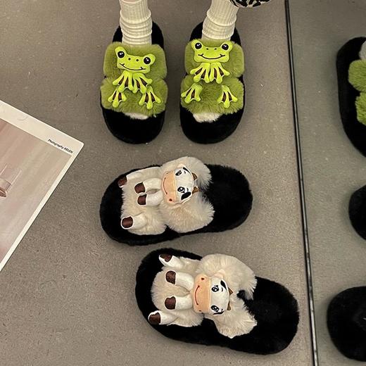 【显瘦显高❗️毛毛玩偶棉拖鞋】精选材质，细腻柔软舒适，复古简约，大气百搭鞋头，新款时尚百搭可爱棉拖鞋，可外穿ins潮鞋子L 商品图4