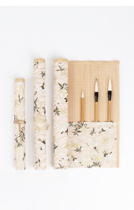 竹制布艺精美笔帘-收纳，保护毛笔 商品图4