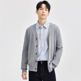 佐丹奴男装精梳纯棉毛织V领开胸针织衫13054668