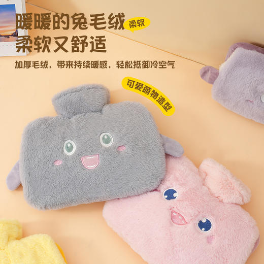 冬季【暖水袋灌水大号】双插手毛绒布套 可爱卡通注水热水袋 暖手暖肚子 暖而不烫 商品图2