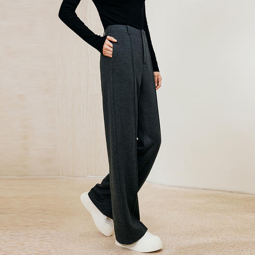 玳莎休闲宽松针织裤女2024年冬季新款垂感通勤气质高级感直筒裤  ED36304 商品图1