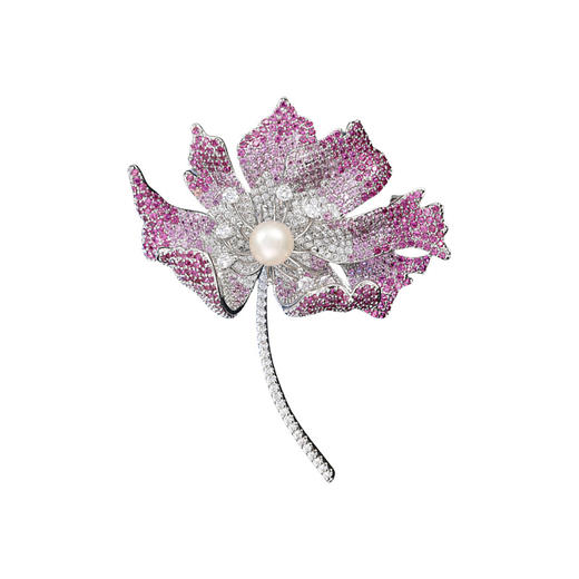 高档优雅天然淡水珍珠银杏叶胸花胸针镶满锆LY 商品图4