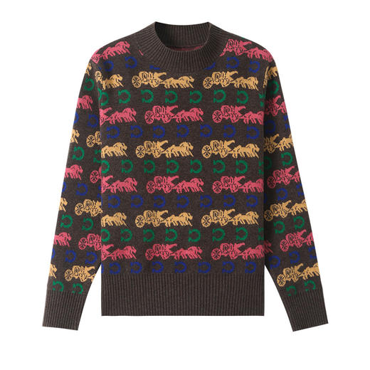 CC-101-96938针织打底衫女士秋冬装2024新款洋气半高领提花色毛衣宽松显瘦内搭 商品图4