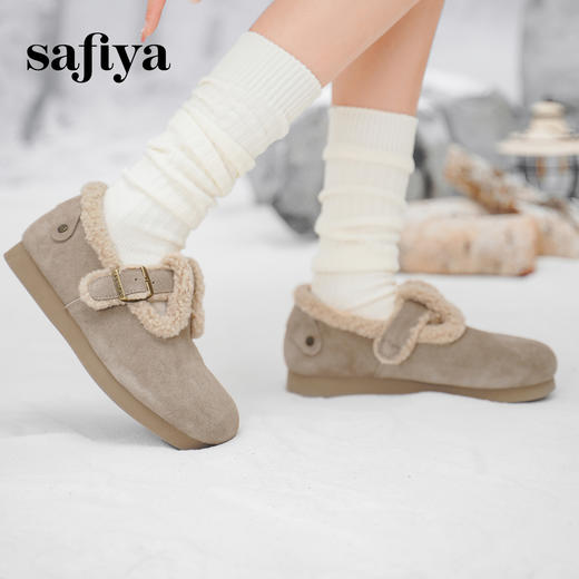 Safiya/索菲娅2024秋冬保暖加绒一脚蹬外穿平底羊羔毛毛勃肯鞋 SF44112035 商品图9