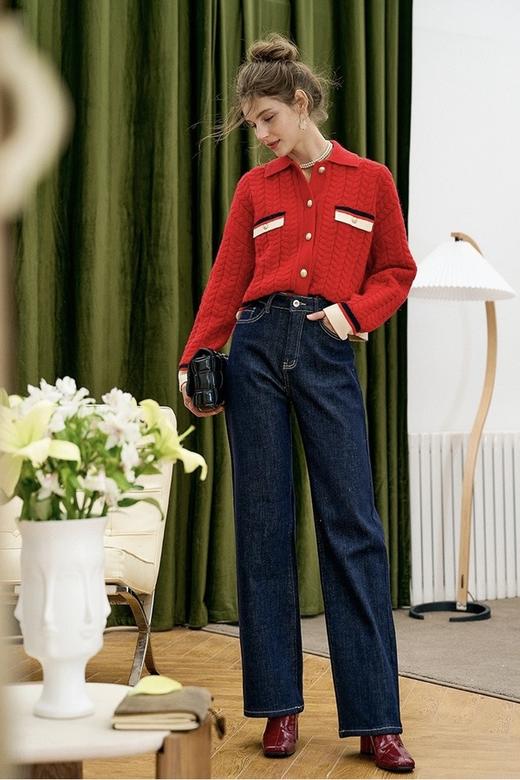 ANSUABEL 复古绞花翻领针织外套 17345 商品图1