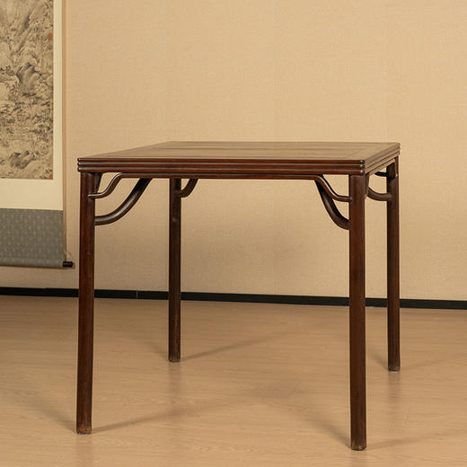 清 红木劈料高罗锅枨方桌 商品图4