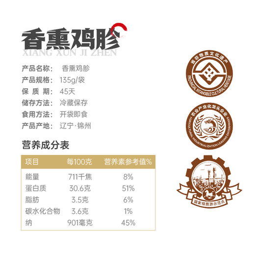 沟帮子鲜熏小食 十二道熏味 鸡胗135g*3袋 商品图6