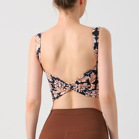 【126元任选2件】跃牌【漫西】系列 欧美印花时尚性感露背美背心瑜伽服运动文胸健身内衣Y256