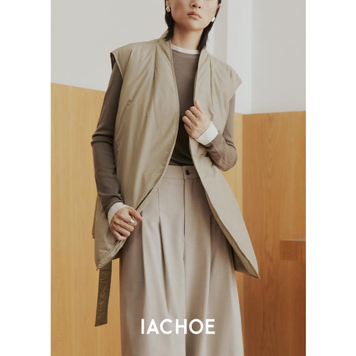 棉仓3571515005-秋冬新款95白鸭绒羽绒马甲    系带坎肩宽松羽绒服短外套 商品图1