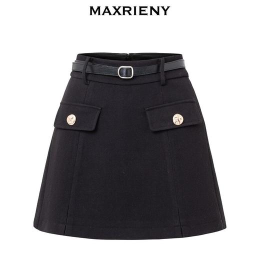 MAXRIENY美式复古风黑色A字高腰裤女秋冬新款休闲百搭裤子(货号:MS88PA513) 商品图3