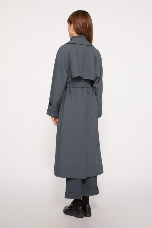 ESTELLICA 雾霾蓝束腰过膝风衣外套 10393 商品图2