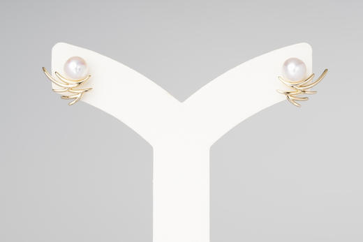 「巢」 Akoya珍珠14k金耳钉 商品图0