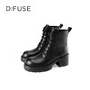 D:FUSE迪芙斯冬季新款轻量短靴复古蜡感牛皮时装靴厚底粗跟马丁靴DF44116416 商品缩略图5