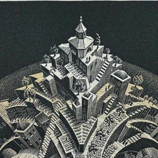 埃舍尔《四面体木刻》（带框装裱画） 商品图4