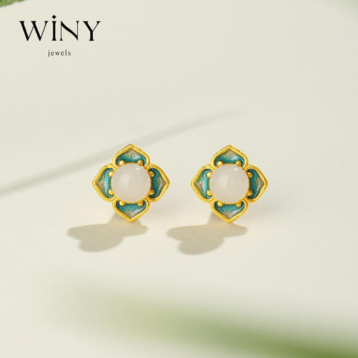 Winy925纯银四合如意耳钉送女友闺蜜节日生日礼物 商品图0