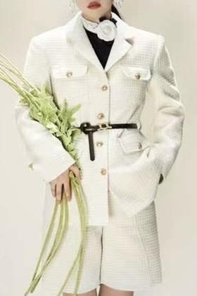 ESTELLICA 小香风驳领腰带外套 17325