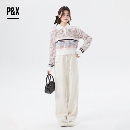 P&X设计师女装撞色条纹短款毛衣824418162 花色 商品图3