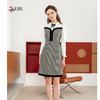 司歌格子拼接蕾丝长袖秋冬连衣裙复古收腰A901192X 商品缩略图4