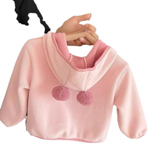 【可爱卡通设计，毛绒材质保暖加厚，男女童均可穿着】童装秋冬季外套 保暖加厚男女童 宝宝可爱卡通连帽开衫 毛绒衣服-QQ 商品图4