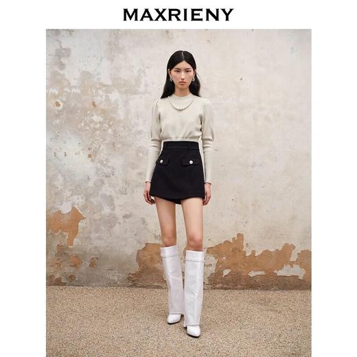 MAXRIENY美式复古风黑色A字高腰裤女秋冬新款休闲百搭裤子(货号:MS88PA513) 商品图1