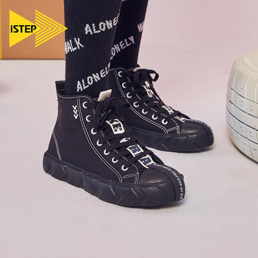 istep设计师款高帮帆布鞋 商品图3