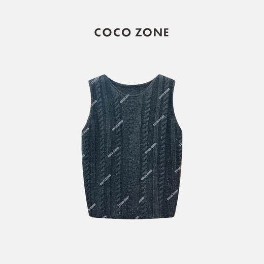 COCO ZONE 复古设计感圆领针织背心无袖百搭上衣CC1C2320 商品图0