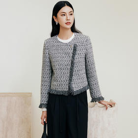 玳莎毛边流苏小香风促花呢短外套女气质优雅千金2024年新款秋冬  ED37305