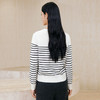 玳莎黑白条纹圆领毛衣女士24年冬季新款时尚羊毛羊绒混纺内搭上衣  ED33308 商品缩略图2