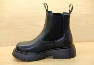 豪行22478025真皮时尚宽松女士短靴牛皮粗跟厚底单靴 商品图2