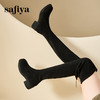 Safiya/索菲娅秋冬显瘦圆头百搭弹力高跟不掉筒过膝长靴 SF44117097 /SF44119097 商品缩略图1