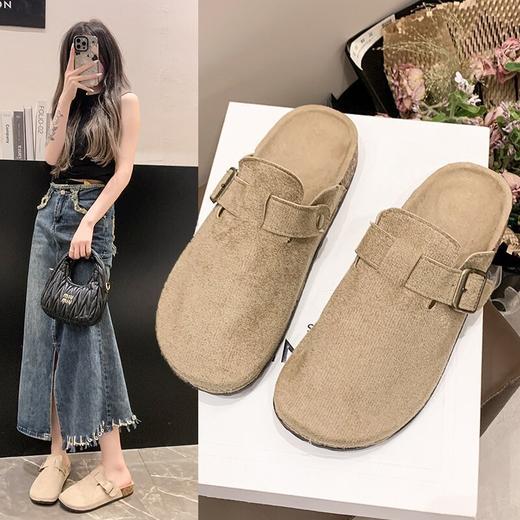 【时尚复古，防滑舒适】全新款包头平底凉拖鞋，复古设计与时尚百搭完美融合。防滑鞋底，舒适自如。时尚复古勃肯，百搭显脚瘦。春秋季穿，出门必备！ 商品图0