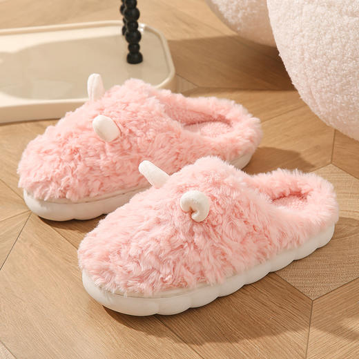 【小羊羔超软萌棉拖鞋】给冬季增添一丝温暖棉拖鞋，亲肤舒适保暖软糯防滑，加厚底情侣家居毛毛绒可爱拖鞋男冬天QQ 商品图1