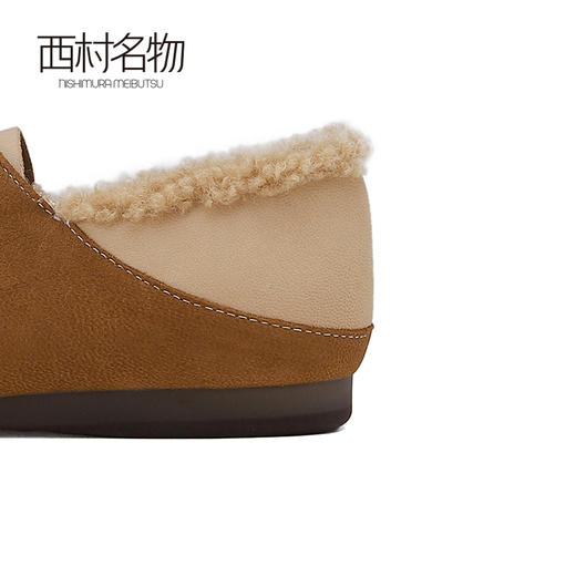 西村名物2024冬季新款复古休闲加绒系带拼接两穿勃肯鞋毛毛鞋女X24DM47381 商品图2