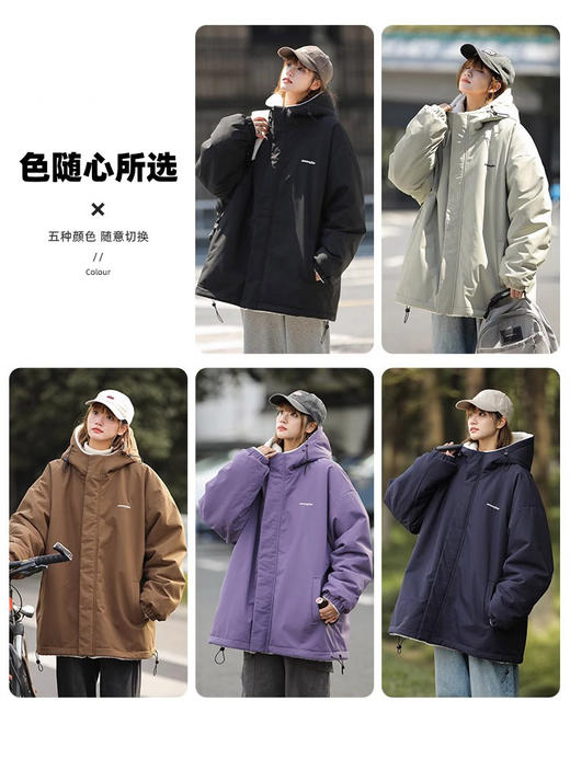 【双面穿羊羔绒外套】男女款 秋冬新款 加绒加厚保暖摇粒绒棉服 防风挡雨两面可穿 商品图3