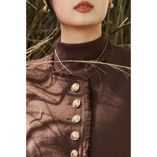 剩S/M/L/XL 【羊毛双面呢外套】米思阳2026春冬季新款法式精致短款毛呢外套高级感羊毛上衣女3660 商品图6