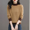 CC-103-66138拼色半高领毛衣女秋冬款2024新款宽松洋气套头上衣麻花针织打底衫 商品缩略图3