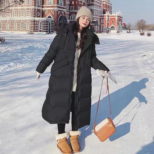 【YW】无忧购韩系秋冬美拉德50%白鸭绒翻盖大被子长款连帽羽绒服外套24101# 商品图1