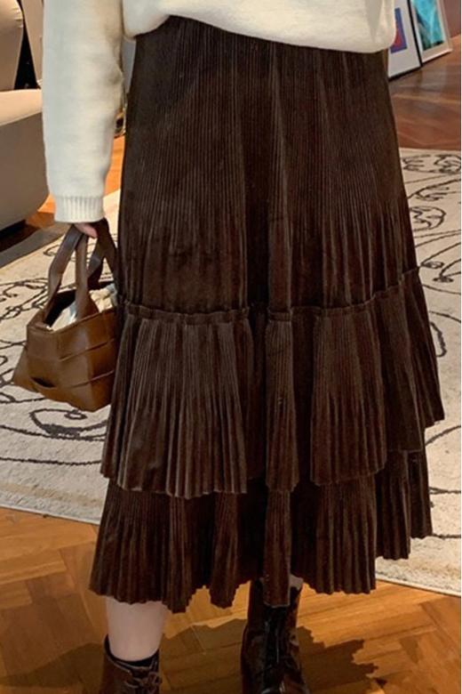 amadella 慵懒风摩卡棕撞色裙套装 10369 商品图3